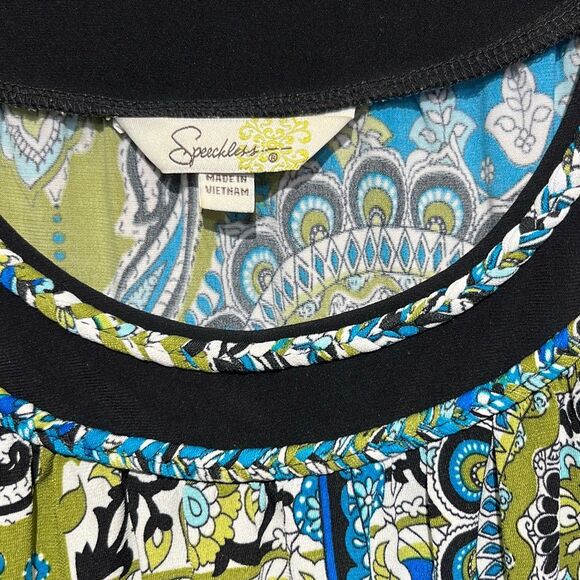 Speechless Women's Multicolor Scoop Neck Flutter Short Sleeve Blouse Size XL - Picture 4 of 9